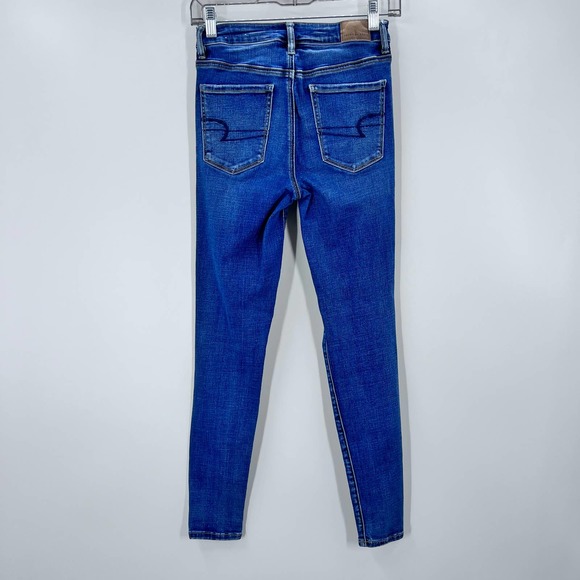 American Eagle Outfitters Distressed High Rise Jegging Medium Wash Jean Size 2 - Picture 3 of 9